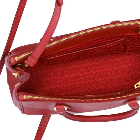 PRADA Saffiano Small Satchel Shoulder Bag Red Leather - Picture 8 of 8